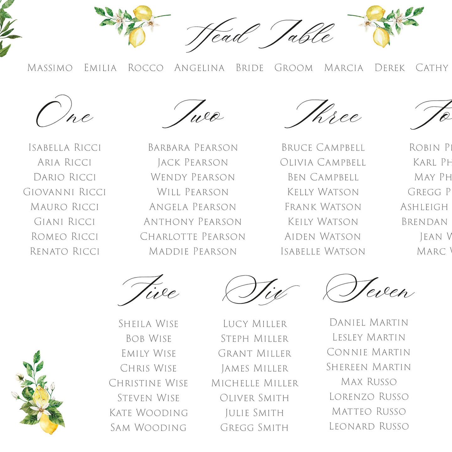 Lemons Table Plan With Venue Illustration